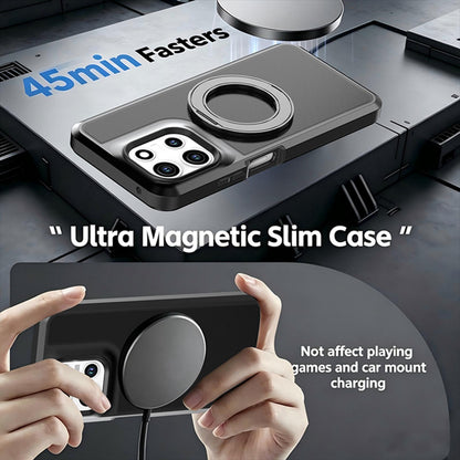 For Motorola Moto G 5G 2026 / 2025 Silicone Magnetic Anti-drop Protective Phone Case with 360 Rotating Holder(Black)