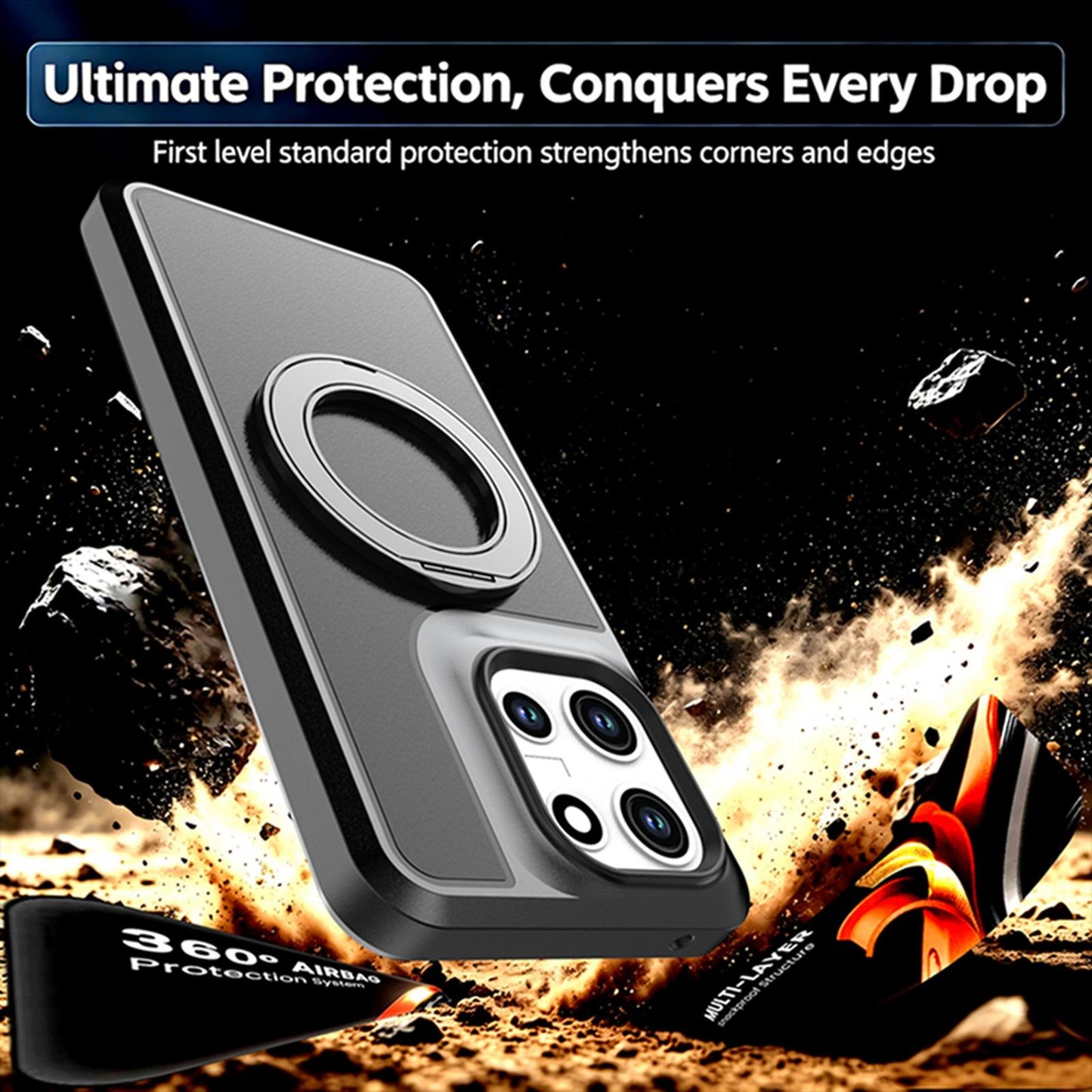 For Motorola Moto G 5G 2026 / 2025 Silicone Magnetic Anti-drop Protective Phone Case with 360 Rotating Holder(Black)