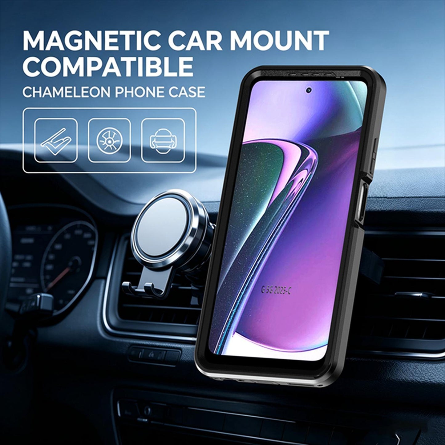 For Motorola Moto G 5G 2026 / 2025 Silicone Magnetic Anti-drop Protective Phone Case with 360 Rotating Holder(Black)