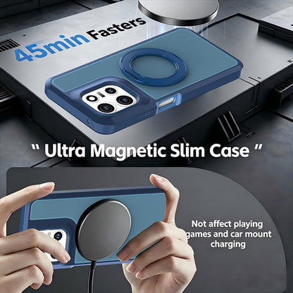 For Motorola Moto G 5G 2026 / 2025 Silicone Magnetic Anti-drop Protective Phone Case with 360 Rotating Holder(Blue)