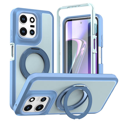 For Motorola Moto G 5G 2026 / 2025 Silicone Magnetic Anti-drop Protective Phone Case with 360 Rotating Holder(Light Blue)