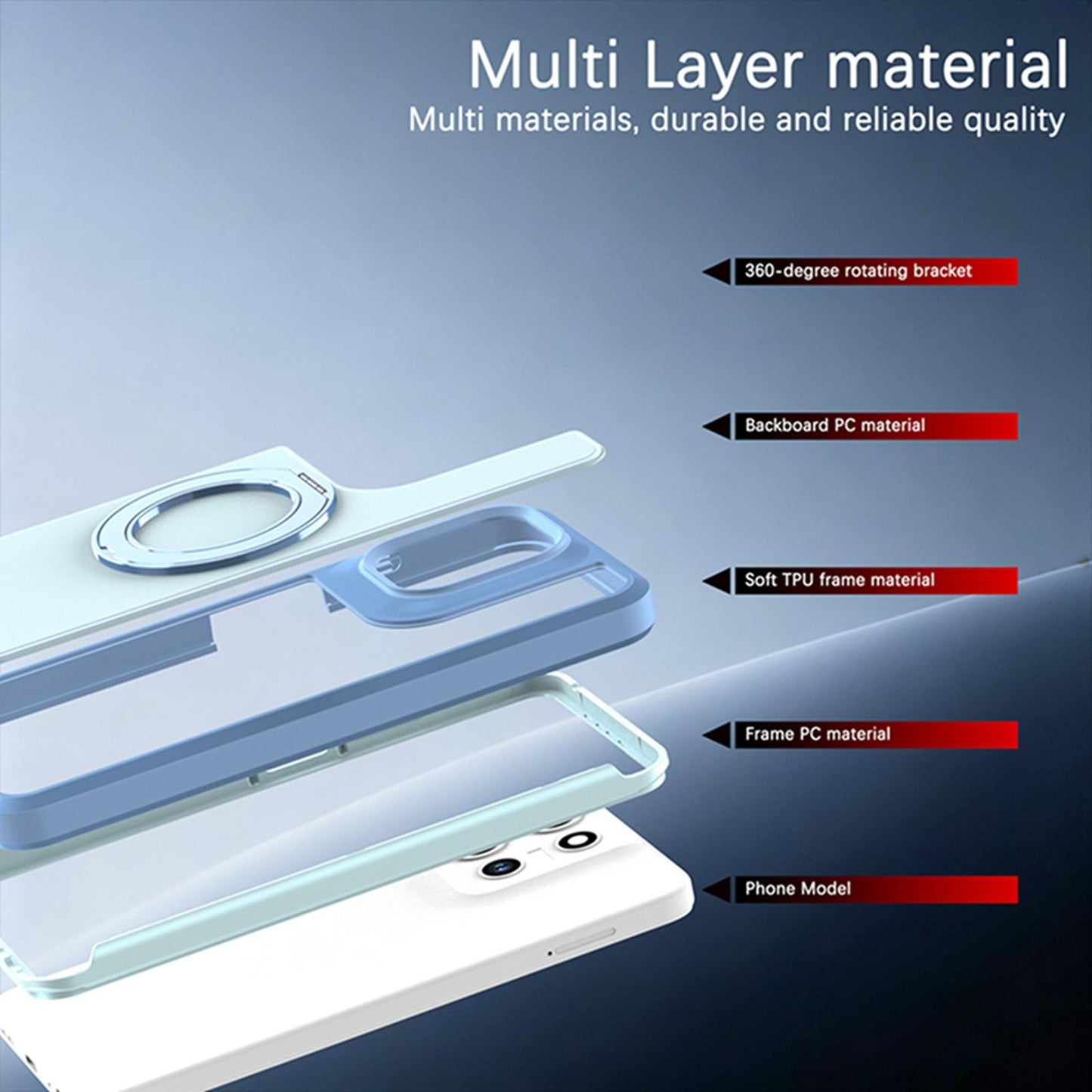 For Motorola Moto G 5G 2026 / 2025 Silicone Magnetic Anti-drop Protective Phone Case with 360 Rotating Holder(Light Blue)