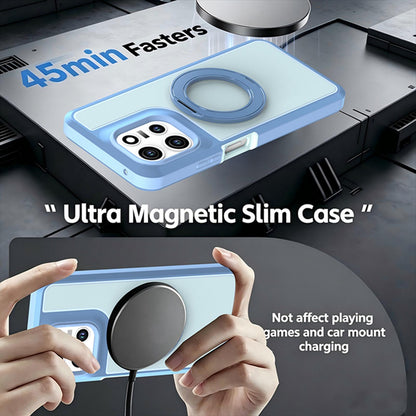 For Motorola Moto G 5G 2026 / 2025 Silicone Magnetic Anti-drop Protective Phone Case with 360 Rotating Holder(Light Blue)