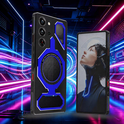 For ZTE nubia RedMagic 10 Pro / 10S Pro Mecha Style Magnetic TPU Metal Phone Case(Black Blue)