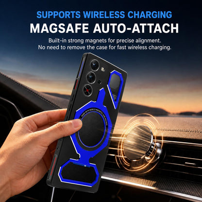 For ZTE nubia RedMagic 10 Pro / 10S Pro Mecha Style Magnetic TPU Metal Phone Case(Black Blue)