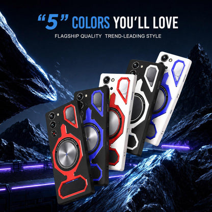 For ZTE nubia RedMagic 10 Pro / 10S Pro Mecha Style Magnetic TPU Metal Phone Case(Black Blue)