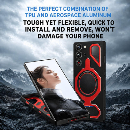 For ZTE nubia RedMagic 10 Pro / 10S Pro Mecha Style Magnetic TPU Metal Phone Case(White Red)