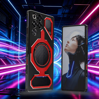 For ZTE nubia RedMagic 11 Pro / 11S Pro Mecha Style Magnetic TPU Metal Phone Case(Black Red)