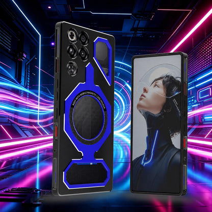 For ZTE nubia RedMagic 11 Pro / 11S Pro Mecha Style Magnetic TPU Metal Phone Case(Black Blue)