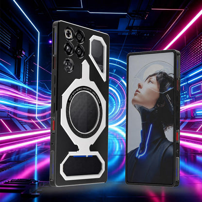 For ZTE nubia RedMagic 11 Pro / 11S Pro Mecha Style Magnetic TPU Metal Phone Case(Black Silver)