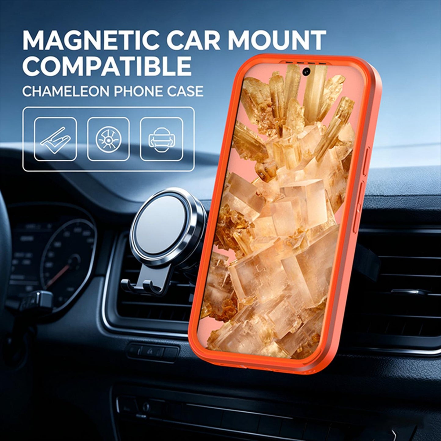 For Google Pixel 10a Silicone Magnetic Anti-drop Protective Phone Case with 360 Rotating Holder(Orange)