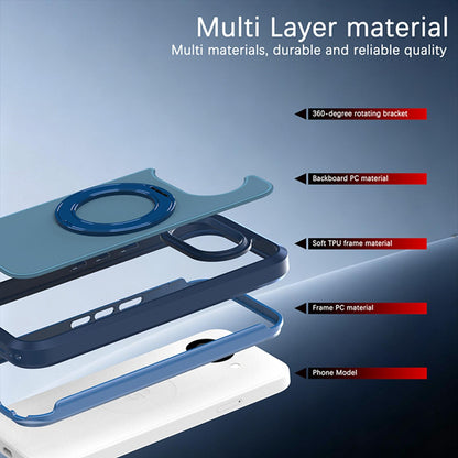 For Google Pixel 10a Silicone Magnetic Anti-drop Protective Phone Case with 360 Rotating Holder(Blue)