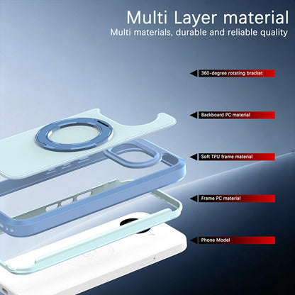 For Google Pixel 10a Silicone Magnetic Anti-drop Protective Phone Case with 360 Rotating Holder(Light Blue)