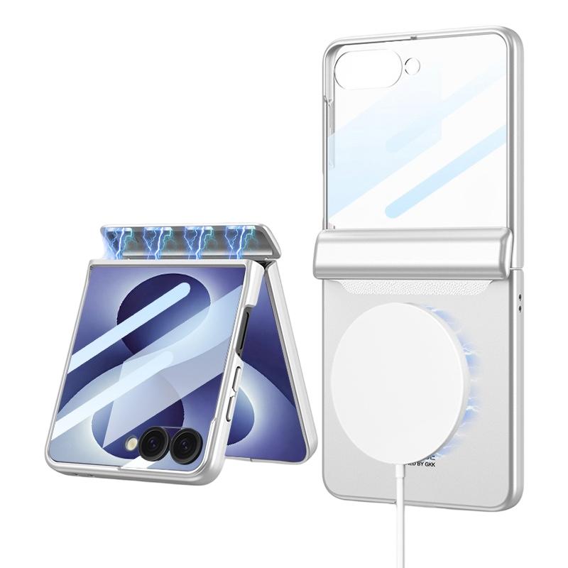 For Galaxy Z Flip8 5G GKK Integrated Magnetic Full Coverage Flip Phone Case(Silver)