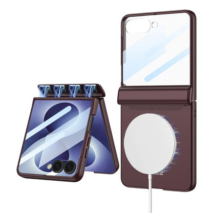 For Galaxy Z Flip8 5G GKK Integrated Magnetic Full Coverage Flip Phone Case(Wine Red)