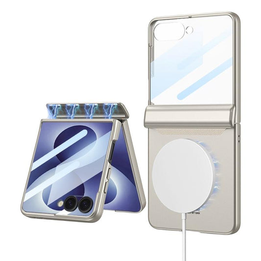 For Galaxy Z Flip8 5G GKK Integrated Magnetic Full Coverage Flip Phone Case(Titanium Grey)
