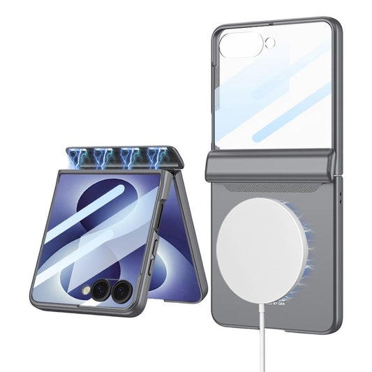 For Galaxy Z Flip8 5G GKK Integrated Magnetic Full Coverage Flip Phone Case(Grey)