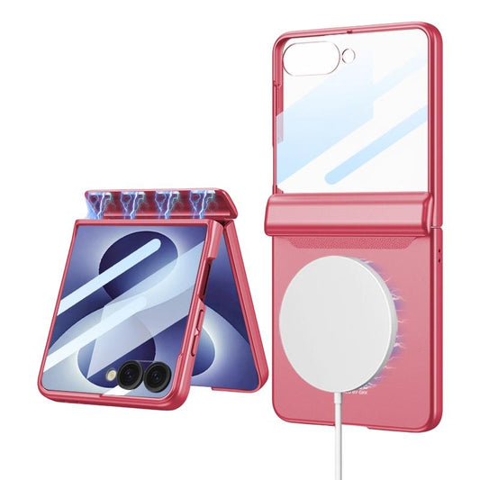 For Galaxy Z Flip8 5G GKK Integrated Magnetic Full Coverage Flip Phone Case(Coral Red)