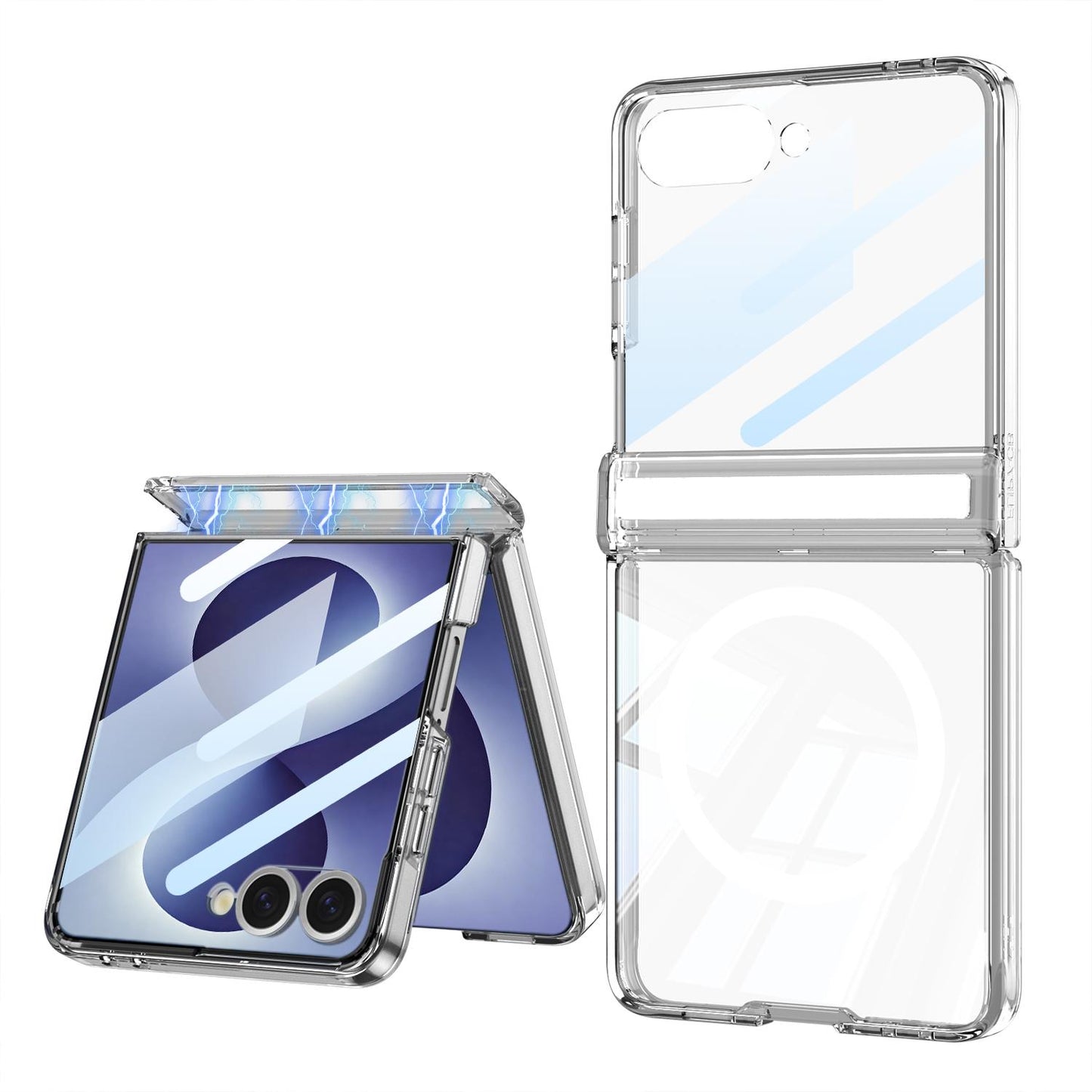 For Galaxy Z Flip8 5G GKK Integrated Folding Transparent Magnetic Phone Case(Transparent)