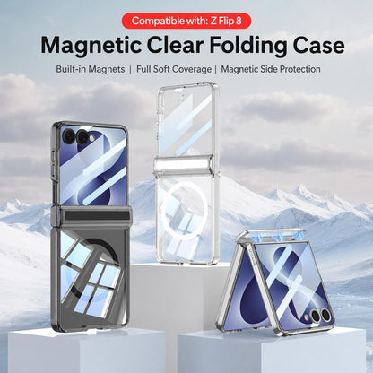 For Galaxy Z Flip8 5G GKK Integrated Folding Transparent Magnetic Phone Case(Transparent Black)