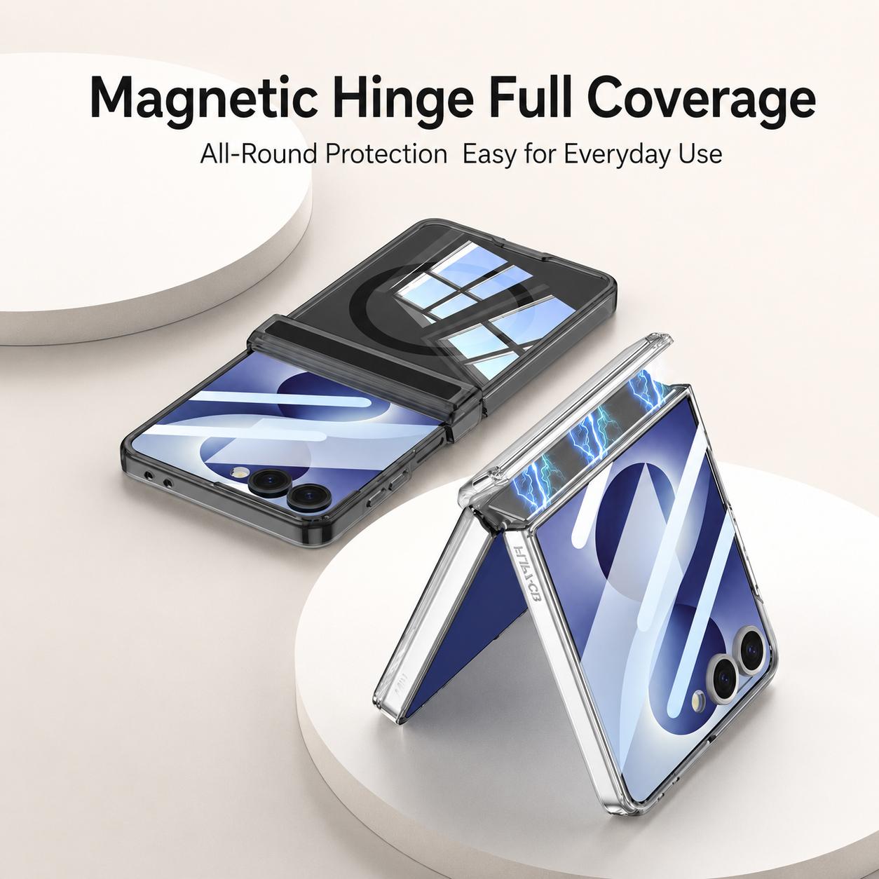 For Galaxy Z Flip8 5G GKK Integrated Folding Transparent Magnetic Phone Case(Transparent Black)