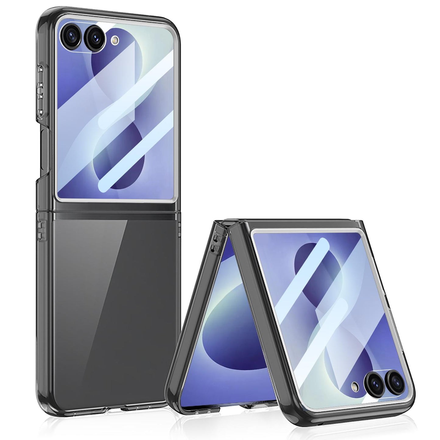 For Galaxy Z Flip8 5G GKK Integrated Large Window PC Phone Case(Transparent Black)