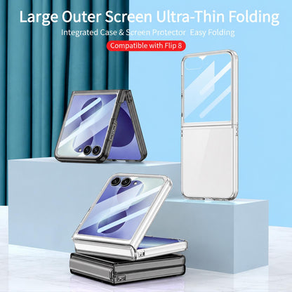 For Galaxy Z Flip8 5G GKK Integrated Large Window PC Phone Case(Transparent Black)
