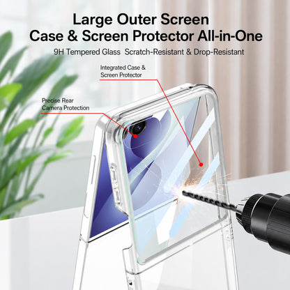 For Galaxy Z Flip8 5G GKK Integrated Large Window PC Phone Case(Transparent Black)