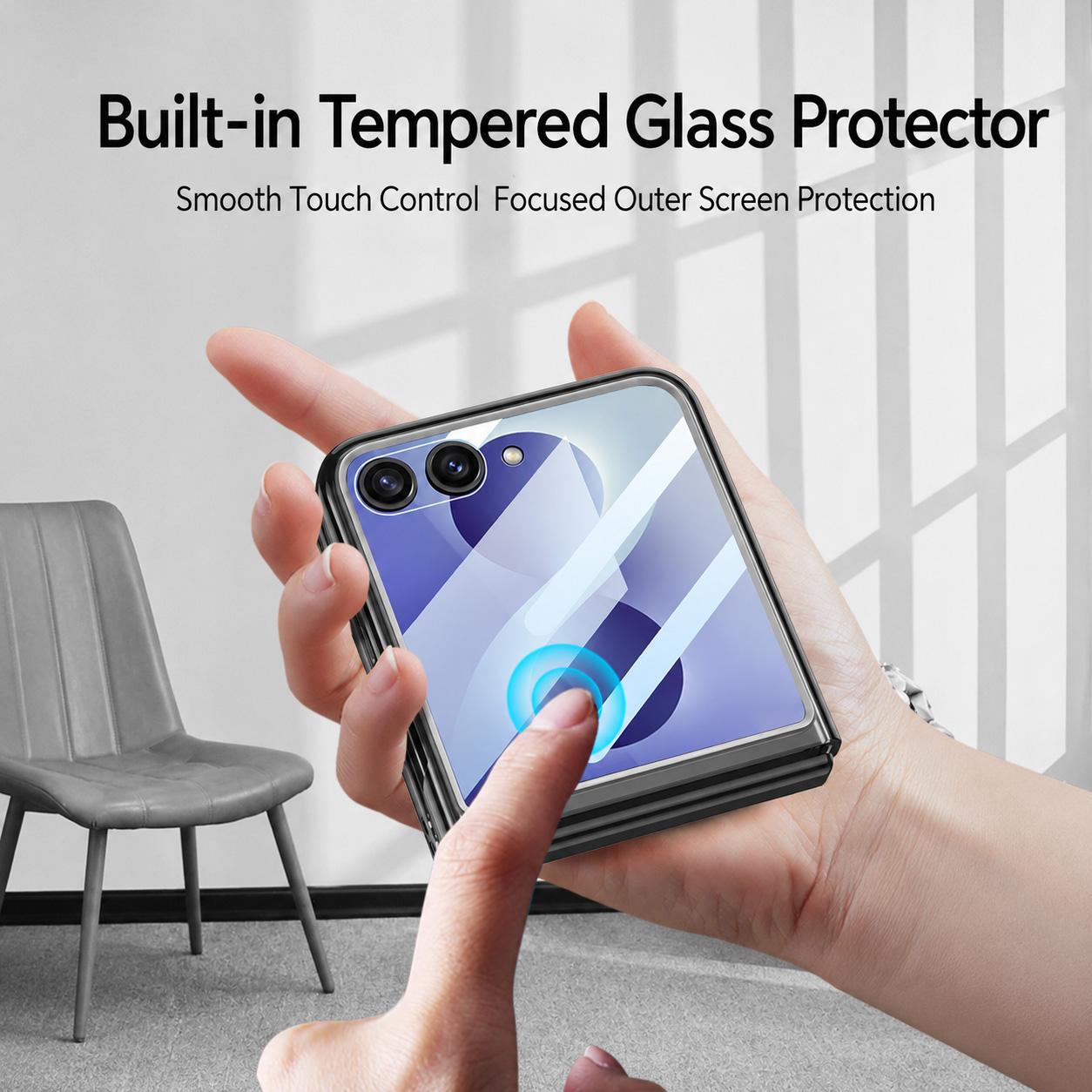For Galaxy Z Flip8 5G GKK Integrated Large Window PC Phone Case(Transparent Black)