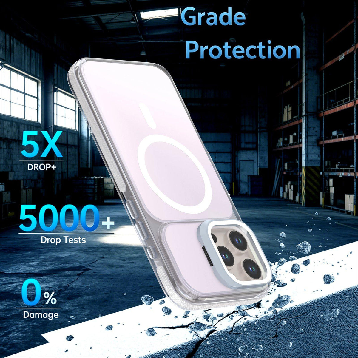 For iPhone 16 Pro Max Chameleon Gen2 Lens Cover Kickstand Magnetic Phone Case - White - EDA010044501A