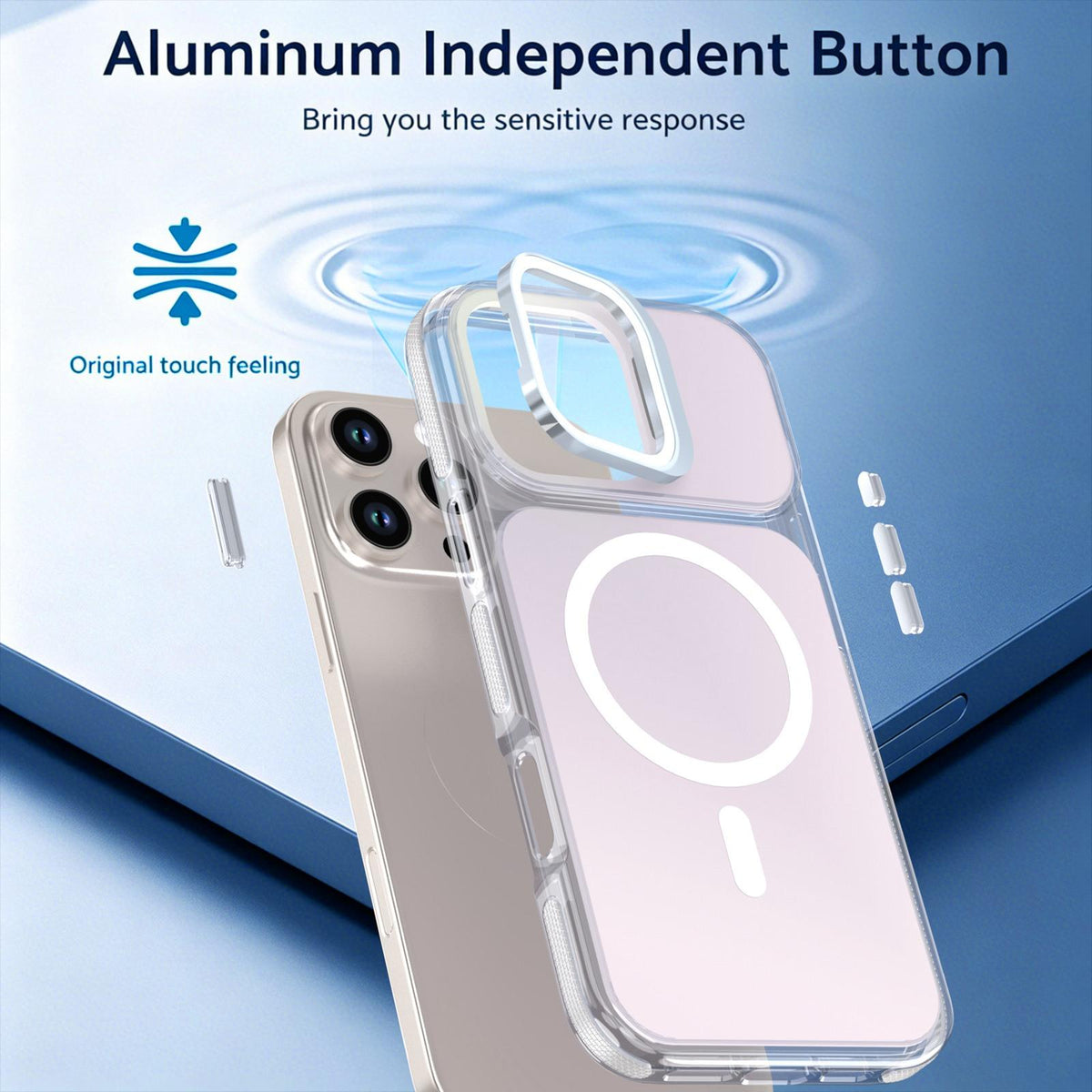 For iPhone 16 Pro Max Chameleon Gen2 Lens Cover Kickstand Magnetic Phone Case - White - EDA010044501A
