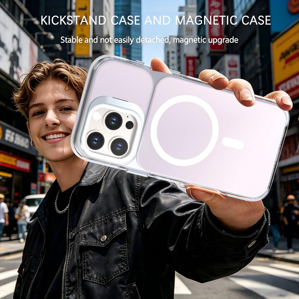 For iPhone 16 Pro Max Chameleon Gen2 Lens Cover Kickstand Magnetic Phone Case - White - EDA010044501A