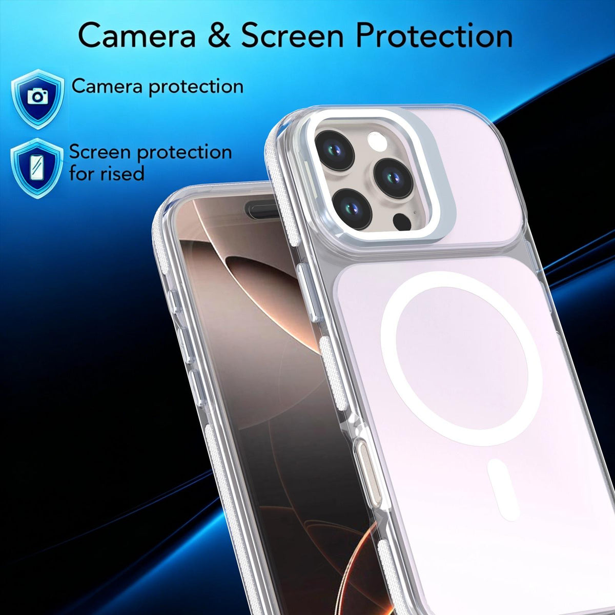 For iPhone 16 Pro Max Chameleon Gen2 Lens Cover Kickstand Magnetic Phone Case - White - EDA010044501A