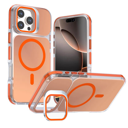 For iPhone 16 Pro Max Chameleon Gen2 Lens Cover Kickstand Magnetic Phone Case - Orange - EDA010044501B