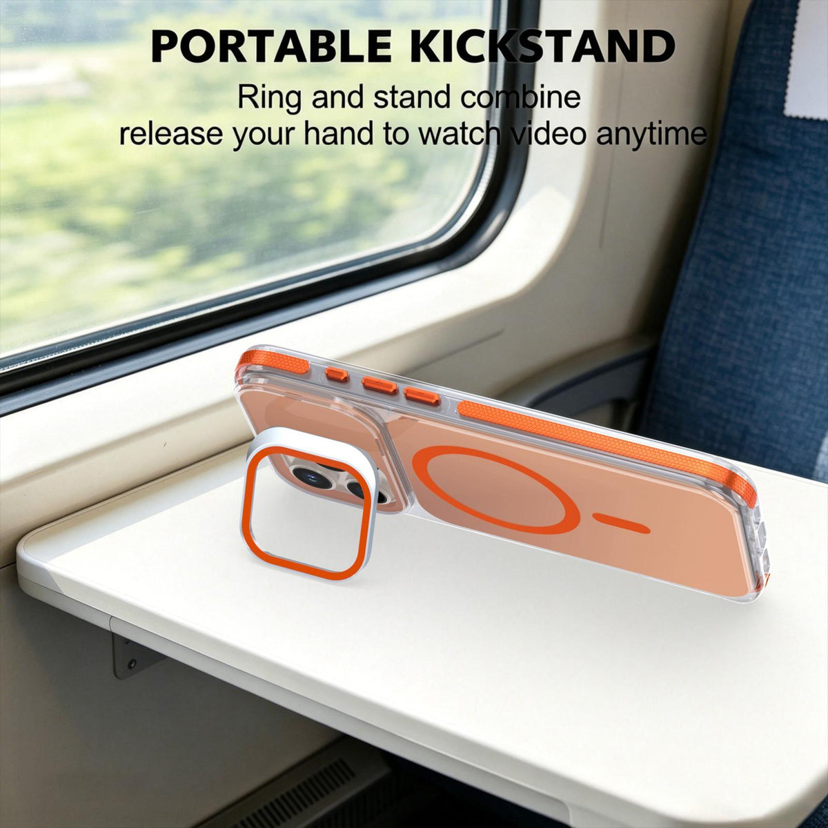 For iPhone 16 Pro Max Chameleon Gen2 Lens Cover Kickstand Magnetic Phone Case - Orange - EDA010044501B