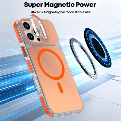 For iPhone 16 Pro Max Chameleon Gen2 Lens Cover Kickstand Magnetic Phone Case - Orange - EDA010044501B