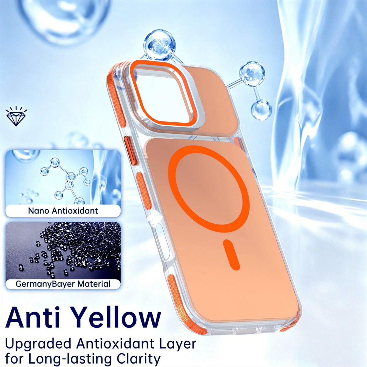 For iPhone 16 Pro Max Chameleon Gen2 Lens Cover Kickstand Magnetic Phone Case - Orange - EDA010044501B