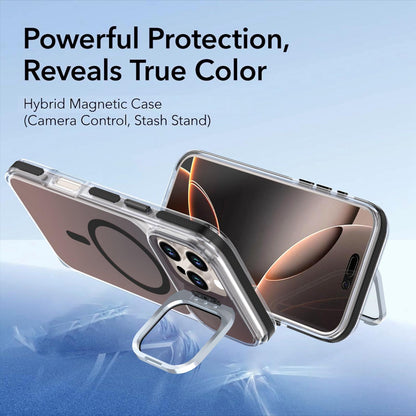 For iPhone 16 Pro Max Chameleon Gen2 Lens Cover Kickstand Magnetic Phone Case - Black - EDA010044501C