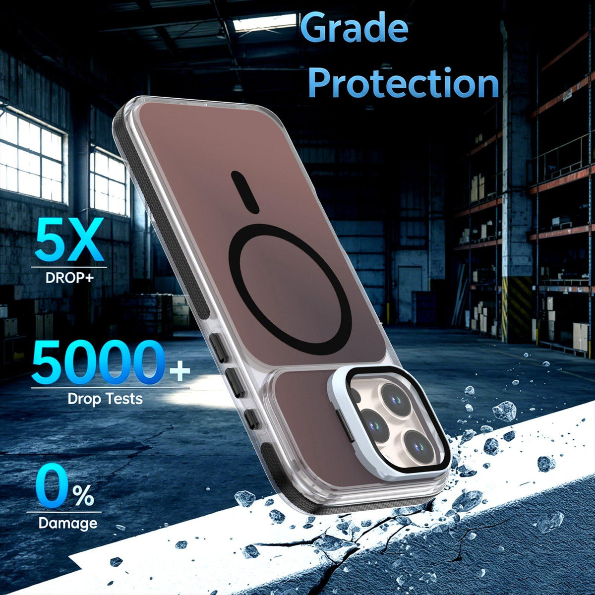 For iPhone 16 Pro Max Chameleon Gen2 Lens Cover Kickstand Magnetic Phone Case - Black - EDA010044501C