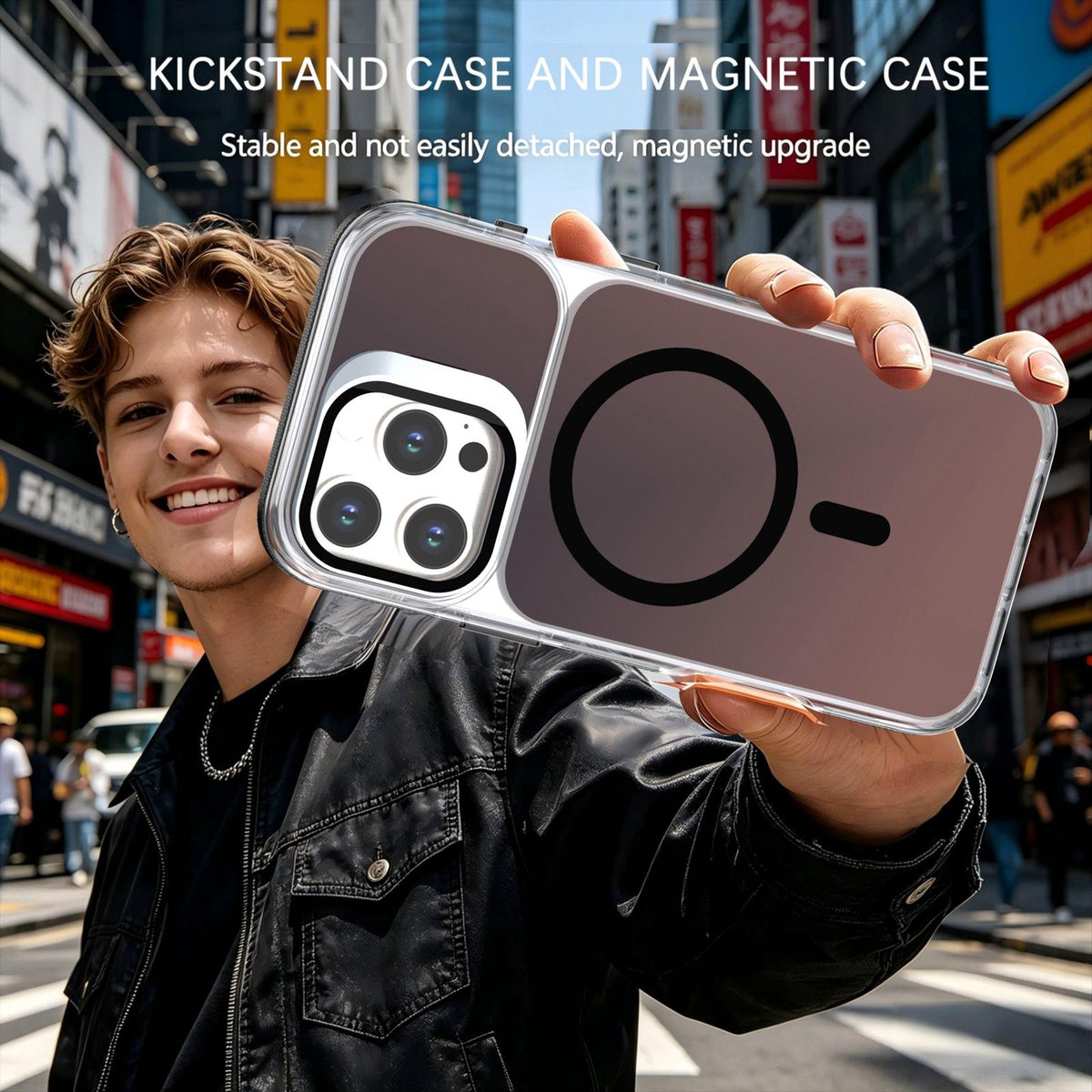 For iPhone 16 Pro Max Chameleon Gen2 Lens Cover Kickstand Magnetic Phone Case - Black - EDA010044501C