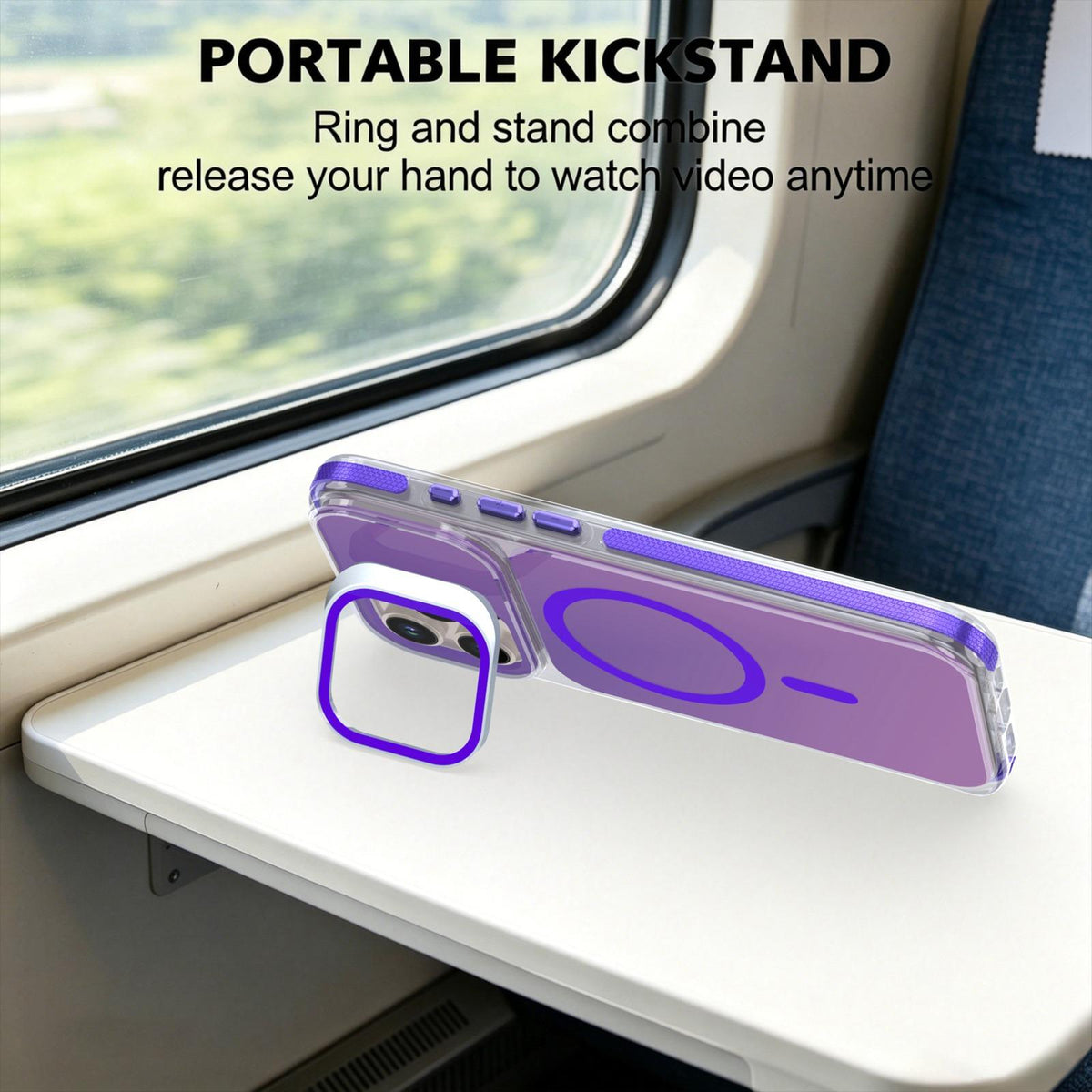 For iPhone 16 Pro Max Chameleon Gen2 Lens Cover Kickstand Magnetic Phone Case - Purple - EDA010044501D