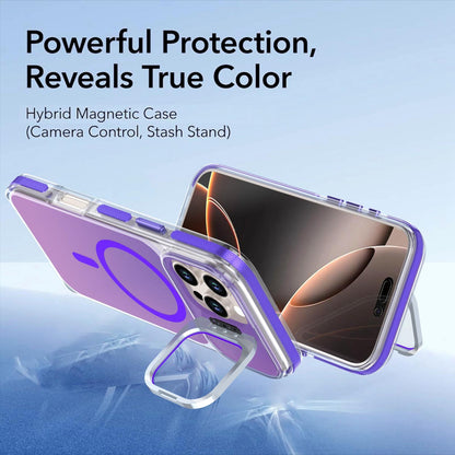 For iPhone 16 Pro Max Chameleon Gen2 Lens Cover Kickstand Magnetic Phone Case - Purple - EDA010044501D