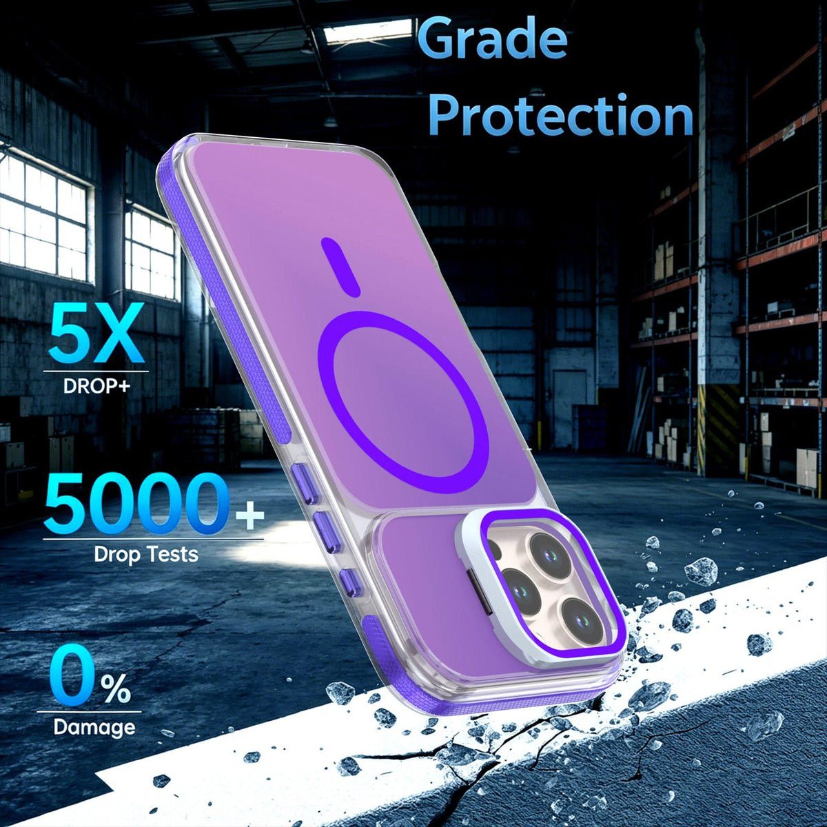 For iPhone 16 Pro Max Chameleon Gen2 Lens Cover Kickstand Magnetic Phone Case - Purple - EDA010044501D