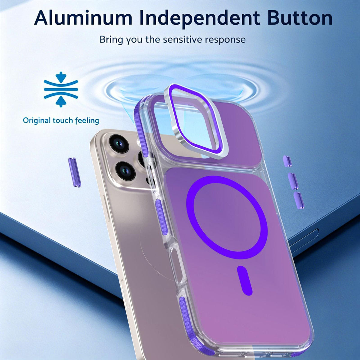 For iPhone 16 Pro Max Chameleon Gen2 Lens Cover Kickstand Magnetic Phone Case - Purple - EDA010044501D