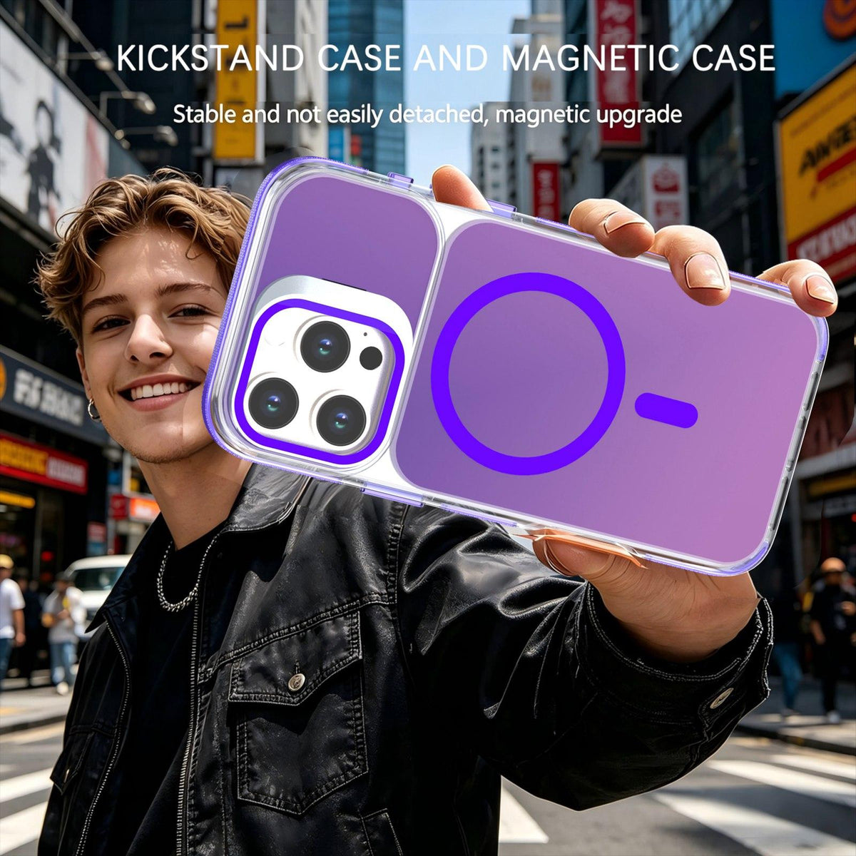 For iPhone 16 Pro Max Chameleon Gen2 Lens Cover Kickstand Magnetic Phone Case - Purple - EDA010044501D