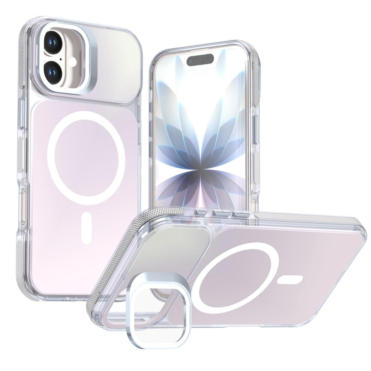 For iPhone 16 Plus Chameleon Gen2 Lens Cover Kickstand Magnetic Phone Case - White - EDA010044503A