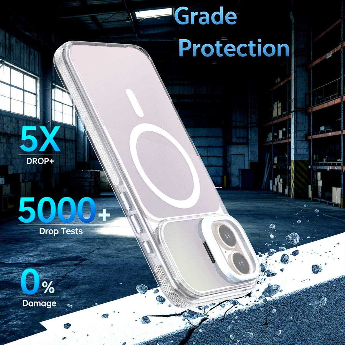 For iPhone 16 Plus Chameleon Gen2 Lens Cover Kickstand Magnetic Phone Case - White - EDA010044503A