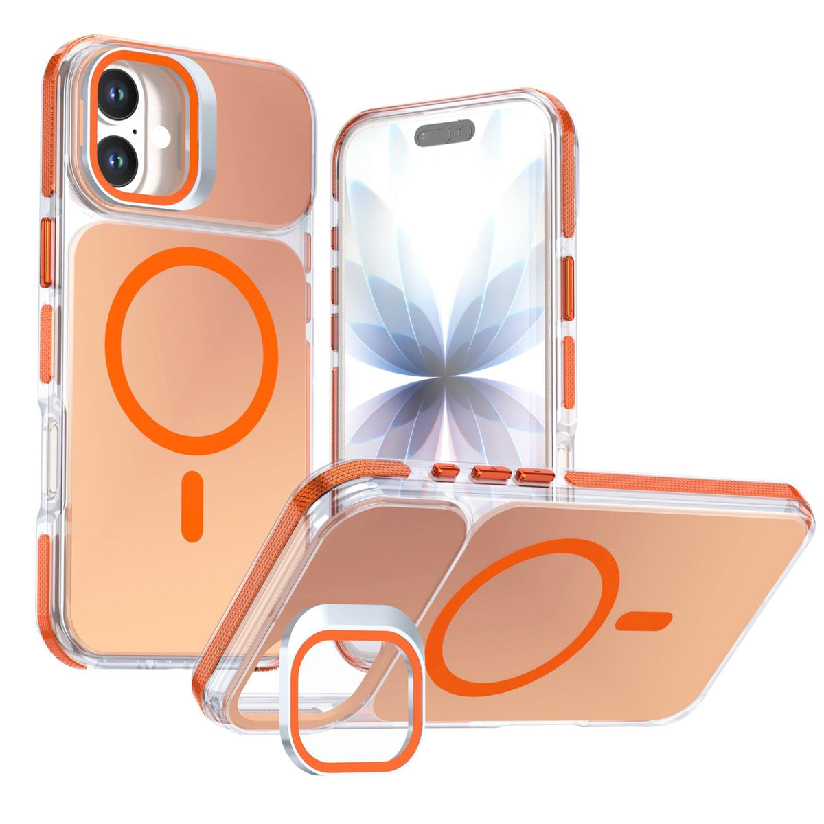 For iPhone 16 Plus Chameleon Gen2 Lens Cover Kickstand Magnetic Phone Case - Orange - EDA010044503B