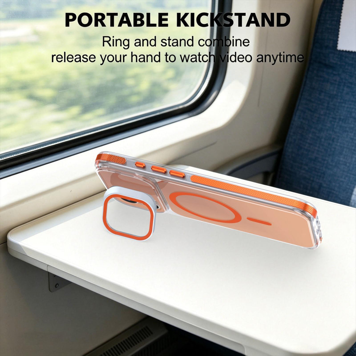 For iPhone 16 Plus Chameleon Gen2 Lens Cover Kickstand Magnetic Phone Case - Orange - EDA010044503B