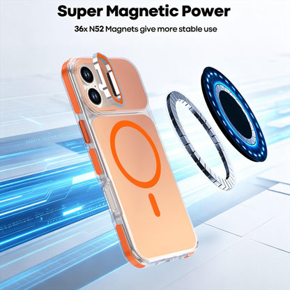 For iPhone 16 Plus Chameleon Gen2 Lens Cover Kickstand Magnetic Phone Case - Orange - EDA010044503B
